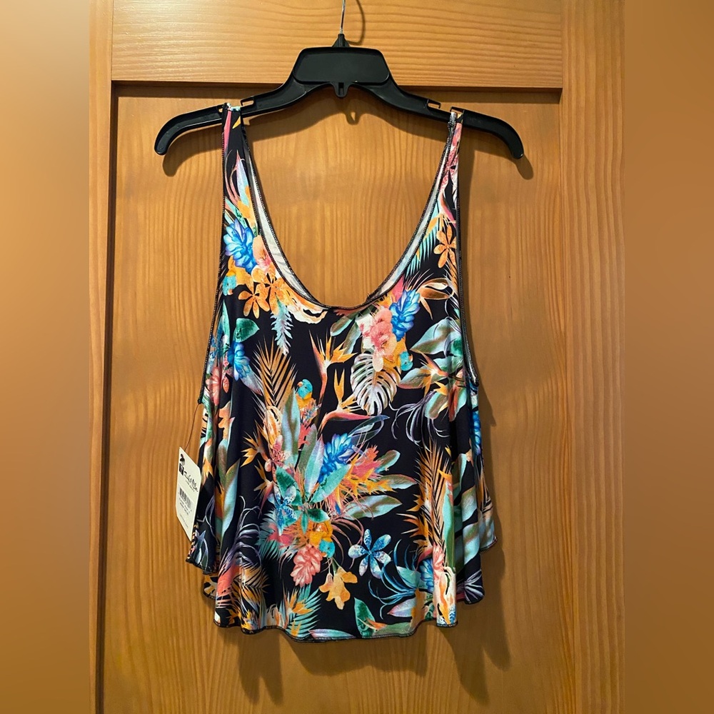 Salt Life Floral Tropical Print Camisole Tank Top - Black Multi